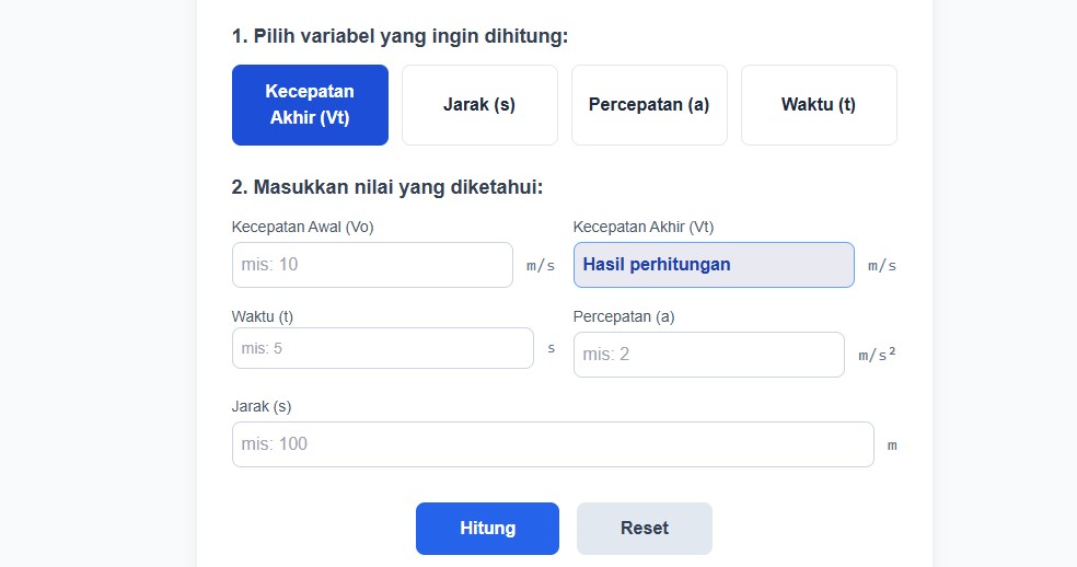 Kalkulator GLBB Interaktif: Memahami Gerak Lurus Berubah Beraturan dengan Mudah