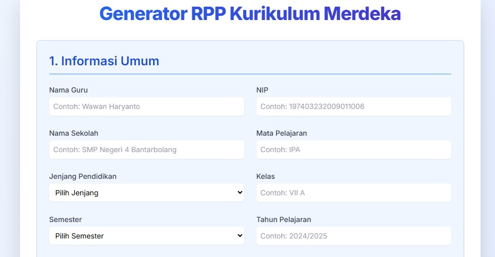 Generator RPP Kurikulum Merdeka : Solusi Praktis untuk Guru
